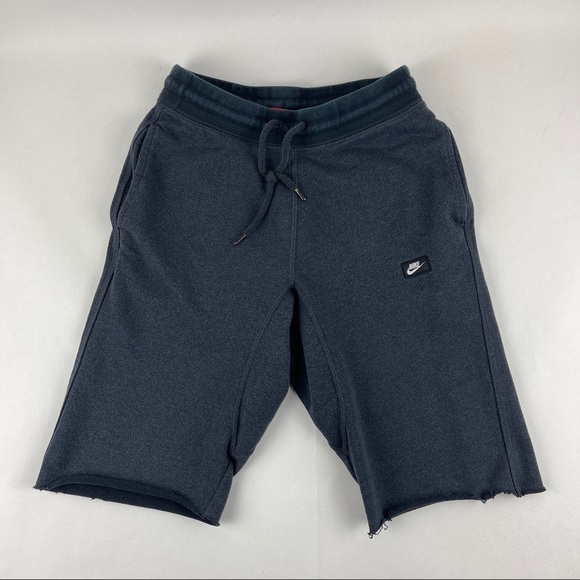 Nike Shorts Boys Small Sweatpants Joggers Gray Drawstring Cut Off - Picture 1 of 11